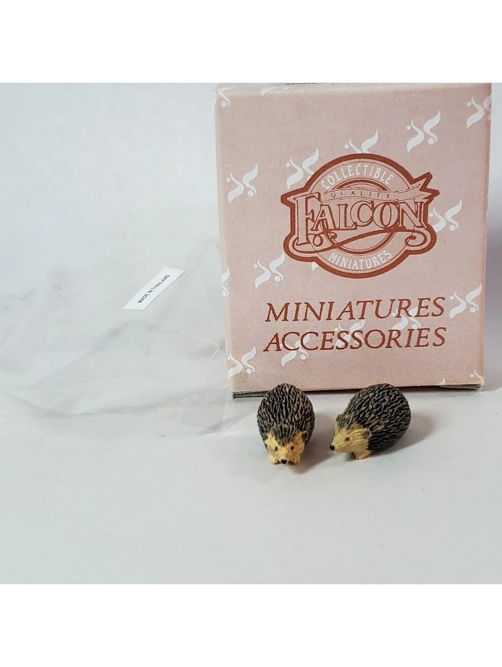 Vintage New Old Stock Falcon Miniatures Accessories Box of 2 Hedgehogs 1:12Scale